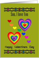 Son - Happy Valentine’s Day / Vibrant Coloured Hearts card