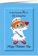 Grandma Nurse / Valentine - Happy Valentine’s Day / Cartoon Nurse card