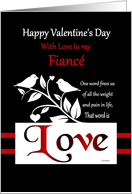 Fianc Happy Valentine’s Day -Love Quote-White Silhouette on Black card