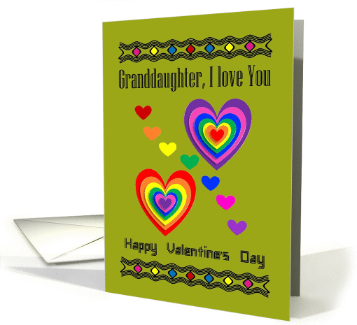 Granddaughter - Happy Valentine's Day / Vibrant Coloured Hearts card