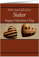 Sister Happy Valentine’s Day - Decorative Wooden Hearts card