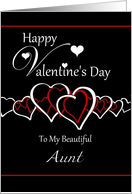 Aunt Happy Valentine’s Day - Red / White Hearts on Black card