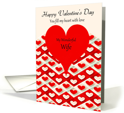 Wife Happy Valentine's Day - Red Hearts card (1371322)