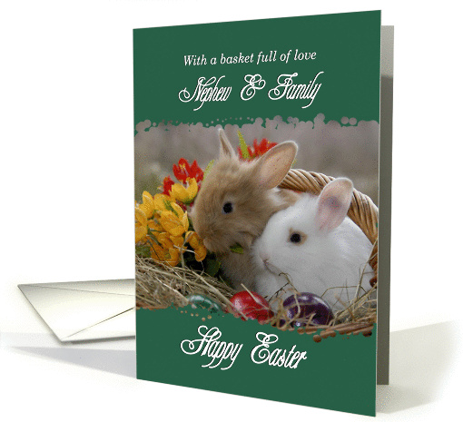 Nephew and Family Happy Easter - Bunnies in a Basket card (1372162)