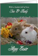 Son and Family Happy Easter - Bunnies in a Basket card