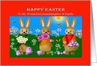 Granddaughter and Family - Happy Easter - Bunnies / Purple Eggs card