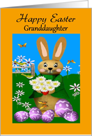 Granddaughter - Happy Easter - Easter Bunny in the Garden card