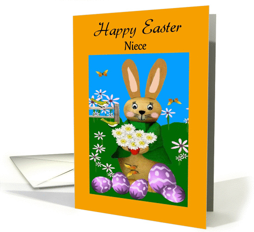 Niece - Happy Easter - Easter Bunny in the Garden card (1372378)