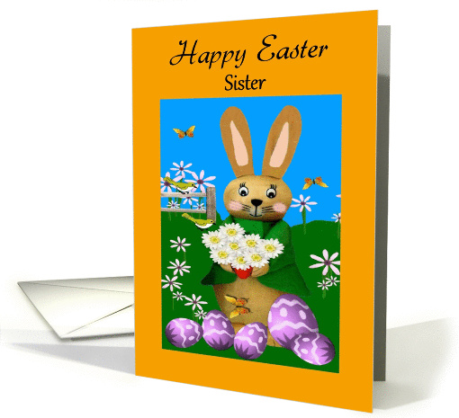 Sister Happy Easter - Easter Bunny in the Garden card (1372380)