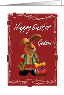 Godson Happy Easter - Easter Bunny / Red Tulip / Easter Egg Basket card