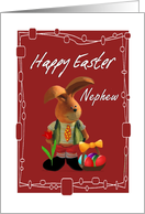Nephew Happy Easter - Easter Bunny / Red Tulip / Easter Egg Basket card