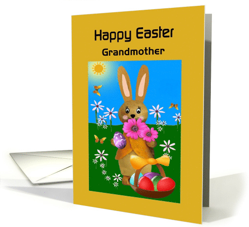 Grandmother - Happy Easter - Custom Card - Easter Bunny with Eggs card
