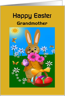 Grandmother - Happy Easter - Custom Card - Easter Bunny with Eggs card