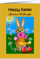 Grandma & Grandpa - Happy Easter - Easter Bunny with Egg Basket card