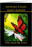 Step Brother and Family - Happy Easter - Monarch Butterfly on a Daisy card