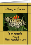 Friend Happy Easter - Custom Card - Black-White-Yellow Butterfly card