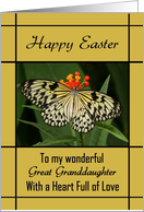 Great Granddaughter Happy Easter - Black-White-Yellow Butterfly card