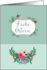 Frohe Ostern, Happy Easter in German, Floral Design card