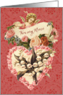 Happy Valentine’s Day to my Niece, Vintage Angel and Heart card