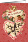 Happy Valentine’s Day in Chinese, Vintage Angel and Heart card
