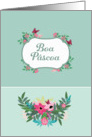 Happy Easter in Portuguese, Floral Design card