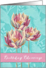 Birthday Blessings, Christian Birthday Card, Water Lilies, Painting card
