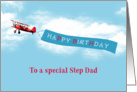 Happy Birthday to my Step Dad, Vintage Airplane, Sky Message card