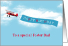 Happy Birthday to my Foster Dad, Vintage Airplane, Sky Message card