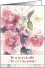 Happy Birthday to a wonderful Church Secretary, Watercolor Roses card