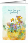 Happy Birthday in German, Pansies, Watercolor card