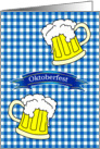 Oktoberfest Party Invitation, Beer Mugs, Bavarian Flag Colors card