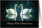 Happy 40th Wedding Anniversary, Two Swans on a blue lake card