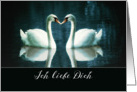 I love you in German, Ich liebe Dich, two Swans card