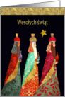 Merry Christmas in Polish, Three Magi, Gold Effect card