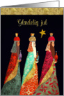 Merry Christmas in Danish, Three Magi, Gold Effect card