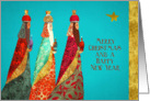 Merry Christmas and a Happy New Year, Wise Men, Gold Effect card