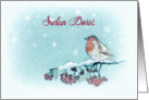 Merry Christmas in Croatian, Robin, Berries, Painting card