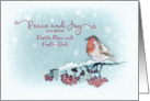 Peace and Joy to special Foster Parents , Christmas Card, Robin card