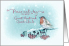 Peace and Joy, Great Aunt and Great Uncle, Christmas Card, Robin card