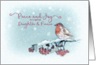 Peace and Joy, Daughter and Fiance, Christmas Card, Robin card