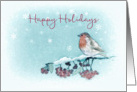 Happy Holidays, Business Christmas Card, Painting, Robin card
