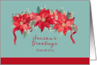 Season’s Greetings from all of us, Poinsettia garland card