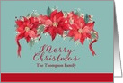 Merry Christmas, Script Font, Customizable, Poinsettias card