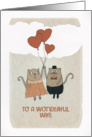 To a wonderful Wife, Valentine’s Day, two Cats with Hearts, Cloud Nine card