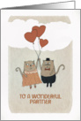 To a wonderful Partner, Valentine’s Day, two Cats with Hearts card