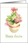 Happy Easter, Egg, Ribbon, Flowers, Painting card