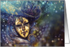 Blank Note Card, Mask, Gold Effect, Carnival, Mardi Gras card