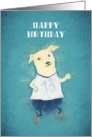 Happy Birthday, Fitness, Running Dog, Illustration card