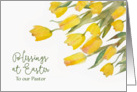 Blessings at Easter, For Pastor, Tulips, Watercolor Painting card