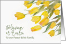 Blessings at Easter, For Pastor & Family, Tulips, Watercolor Painting card